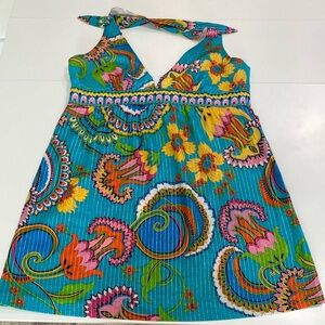 Trina Turk Los Angeles halter top mod/retro bold print. Size 10